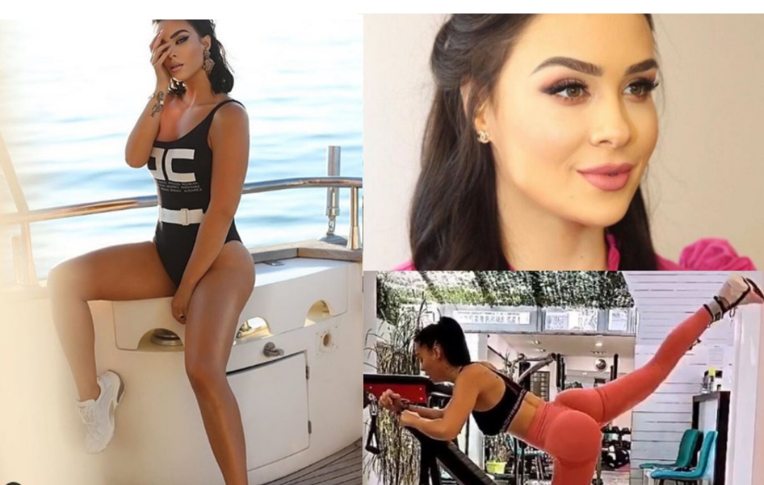 Ne kostum ngjyre kaf ngjitur per trup/ Xhensila pozon foto , ky eshte super trupi qe ka bere