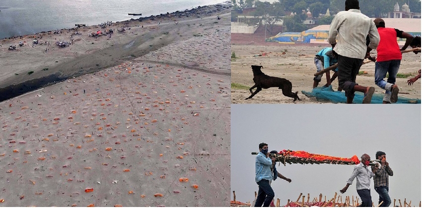 Pamje të rënda të qindra varreve të cekëta në brigjet e Ganges në Indi pas tejmbushjes së krematoriumeve (fotot)