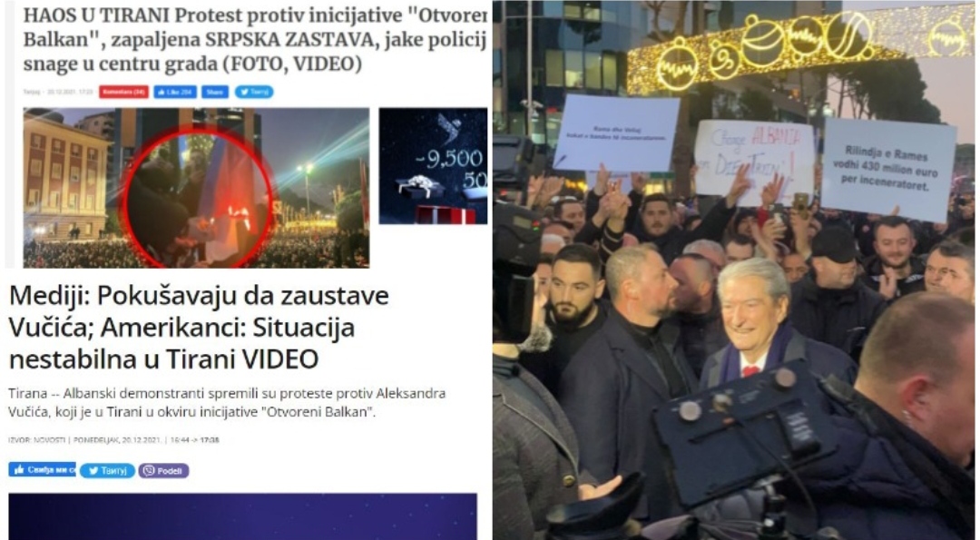 Nga skenari i bllokimit të Vuçiç-it në aeroport, te djegia e flamurit serb/ Ja çfarë shkruajnë mediat serbe për protestën kundër “Open Balkan”