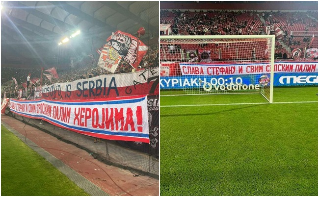 Shfaqje e shëmtuar në Greqi, politika ngatërrohet sërish me sportin, banderolë dhe thirrje “Kosova është Serbi”