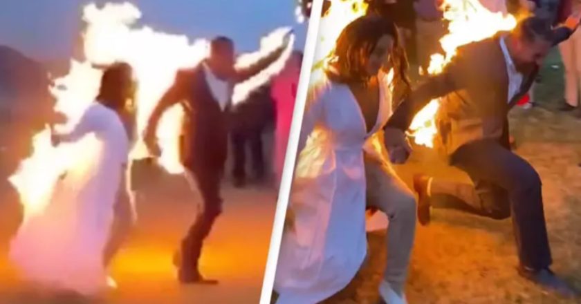 Nusja dhe dhëndri i vënë flakën vetes gjatë ceremonisë martesore! Pamjet që ‘thyen’ rrjetin