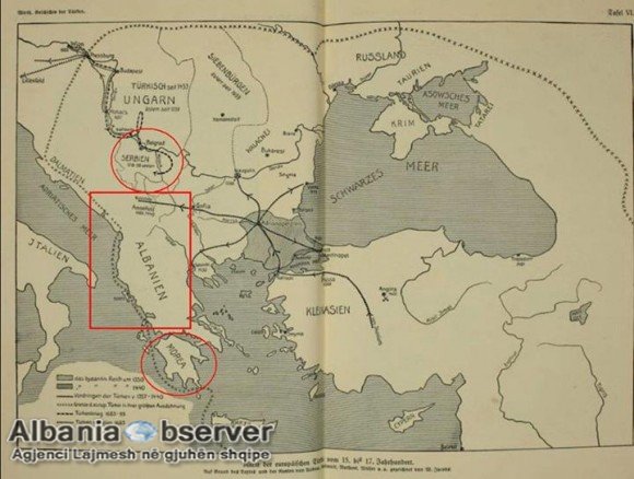 Hartë nga dokumentet sekrete të Gjermanisë e shek. 13-15-të, Shqipëria Natyrale superfuqi në Ballkan, Greqia nuk ekzistonte! Çkemi News