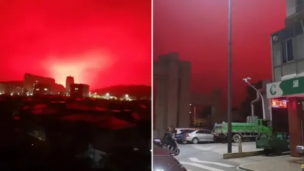 Video shokuese e qiellit të kuq ‘si gjaku’ mbi qytetin kinez, banorët refuzojnë argumentimet zyrtare (fotot)