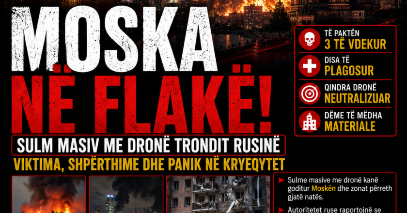 MOSKA NË FLAKË! Sulm masiv me dronë trondit Rusinë – viktima, shpërthime dhe panik në kryeqytet